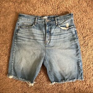 LOFT Bermuda Distressed Jean Shorts
